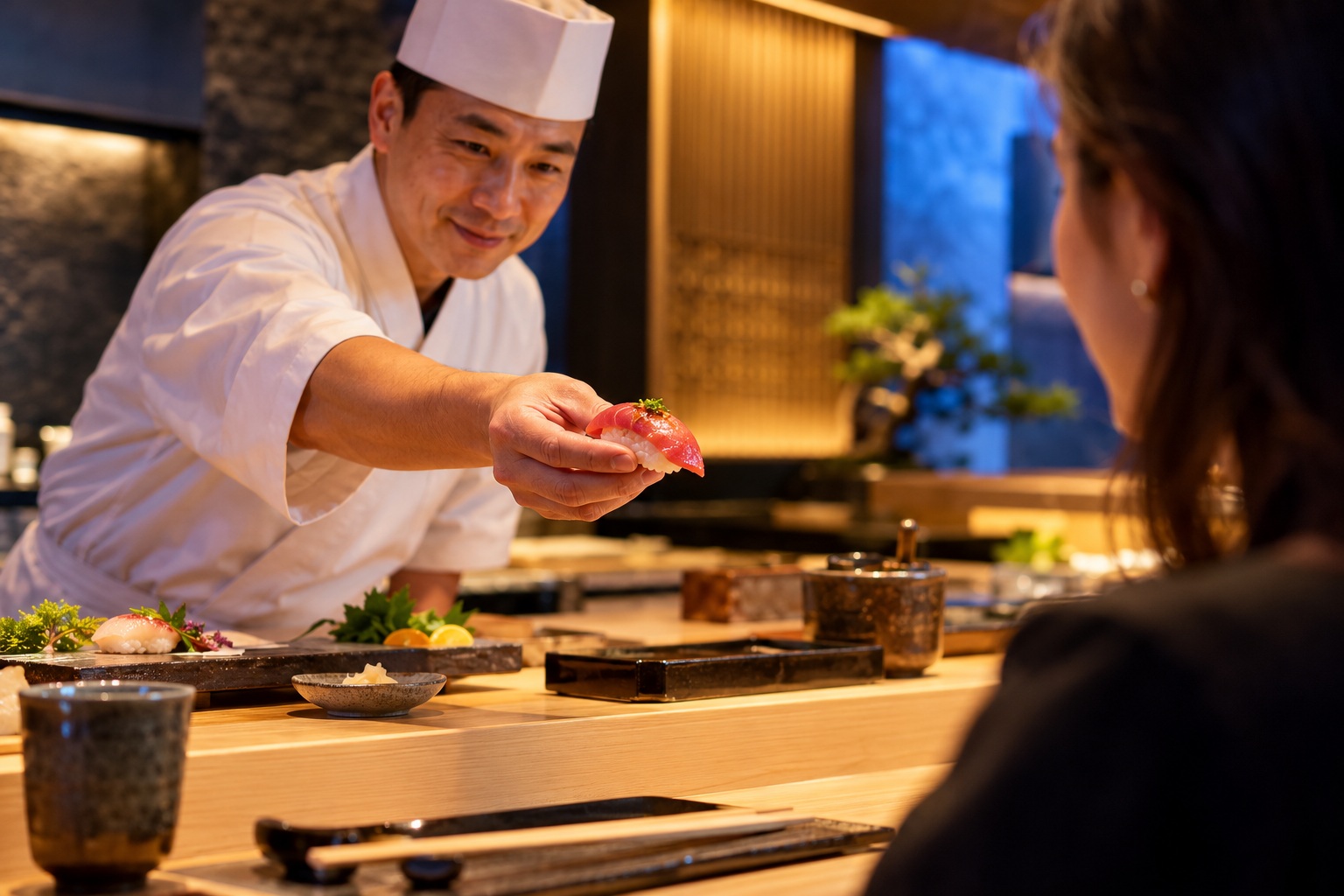 omakase sushi presentation
